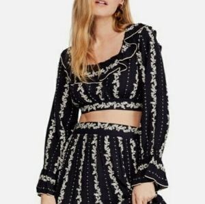 Black and White Ruffled Crop Top